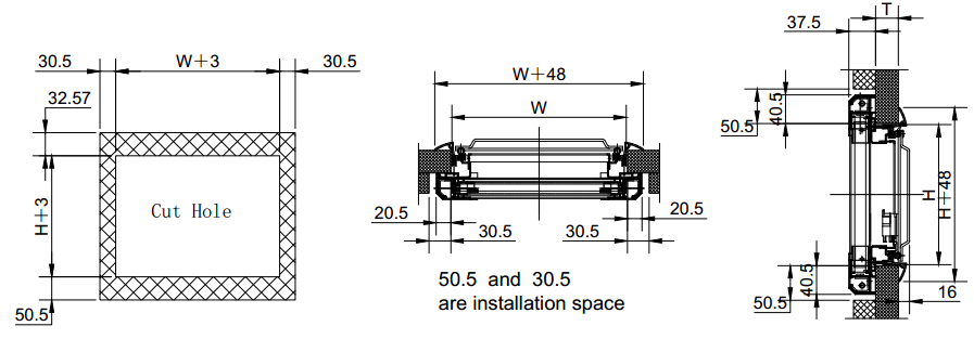 YA-WT-01 Caravan Square Corner Side-hinged Window